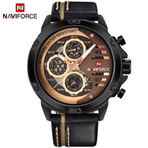 Naviforce Stylish Chronograph Watch‎ in Leather for Men